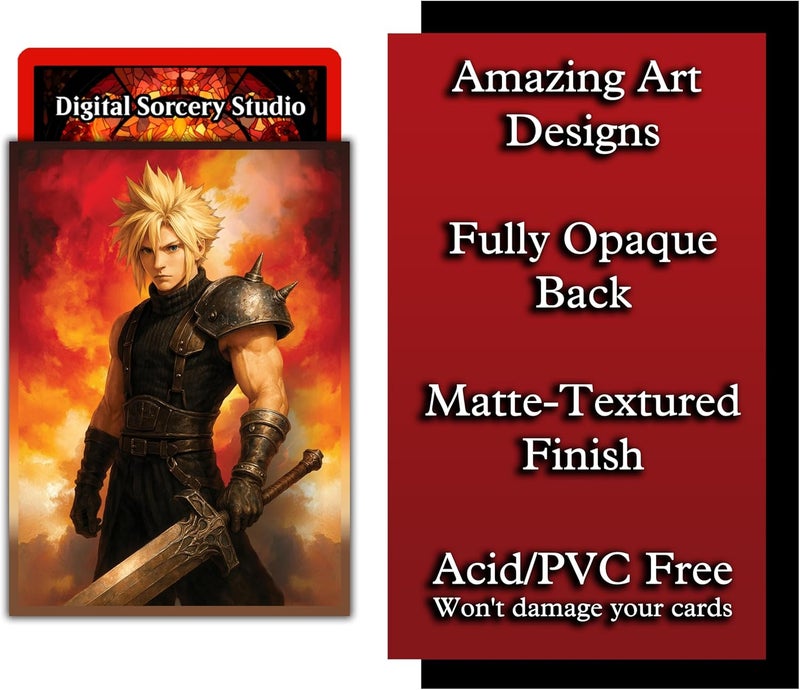 Digital Sorcery Studio Anime Mercenary Soldier Card Sleeves 100 Pack – Compatible with MTG & TCGs – Perfect for Cloud Final Fantasy Commander Decks – Premium Card Game Sleeves for Magic - Image 4